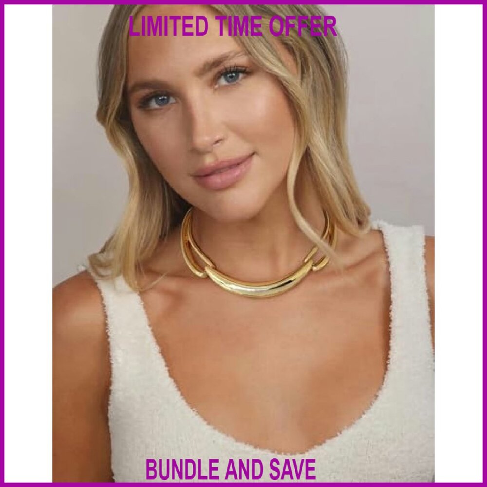 Adjustable Chunky Statement Necklace Gold-Plated … - image 6